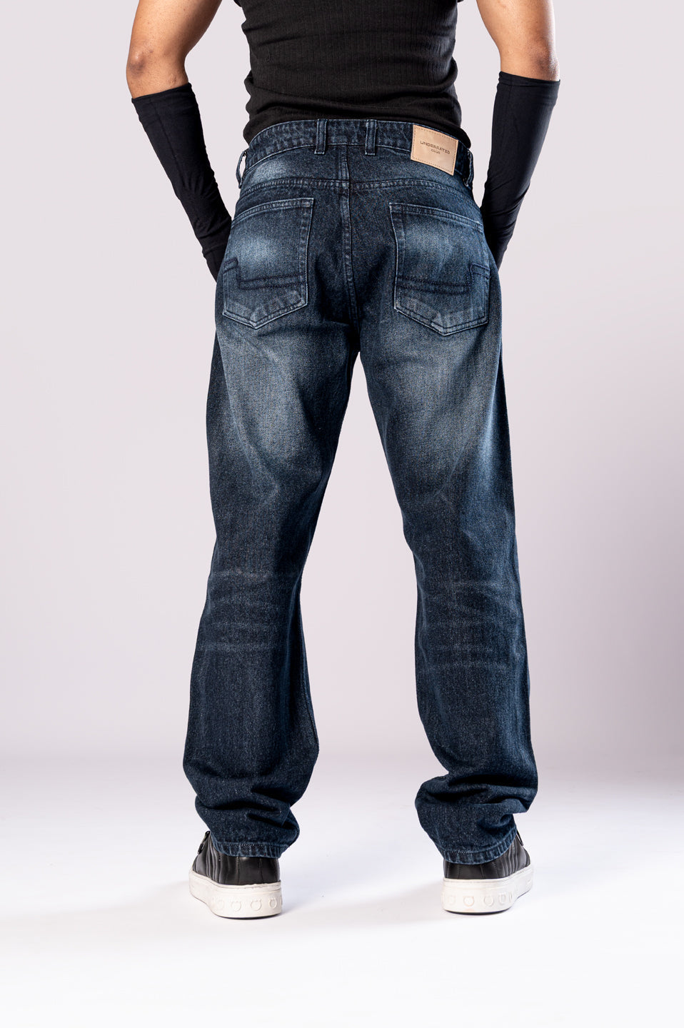 Deep Blue Distressed Men's Relaxed Jeans