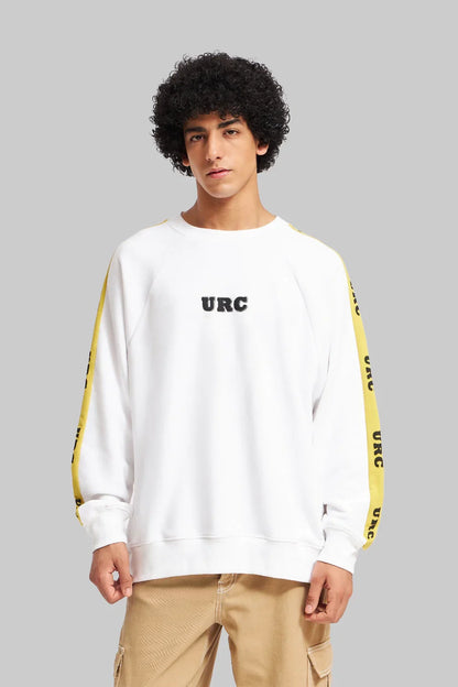 Printed Sleeves White Raglan Sweatshirt