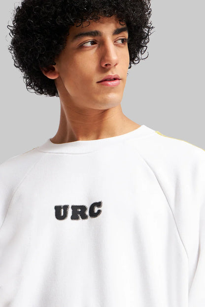 Printed Sleeves White Raglan Sweatshirt