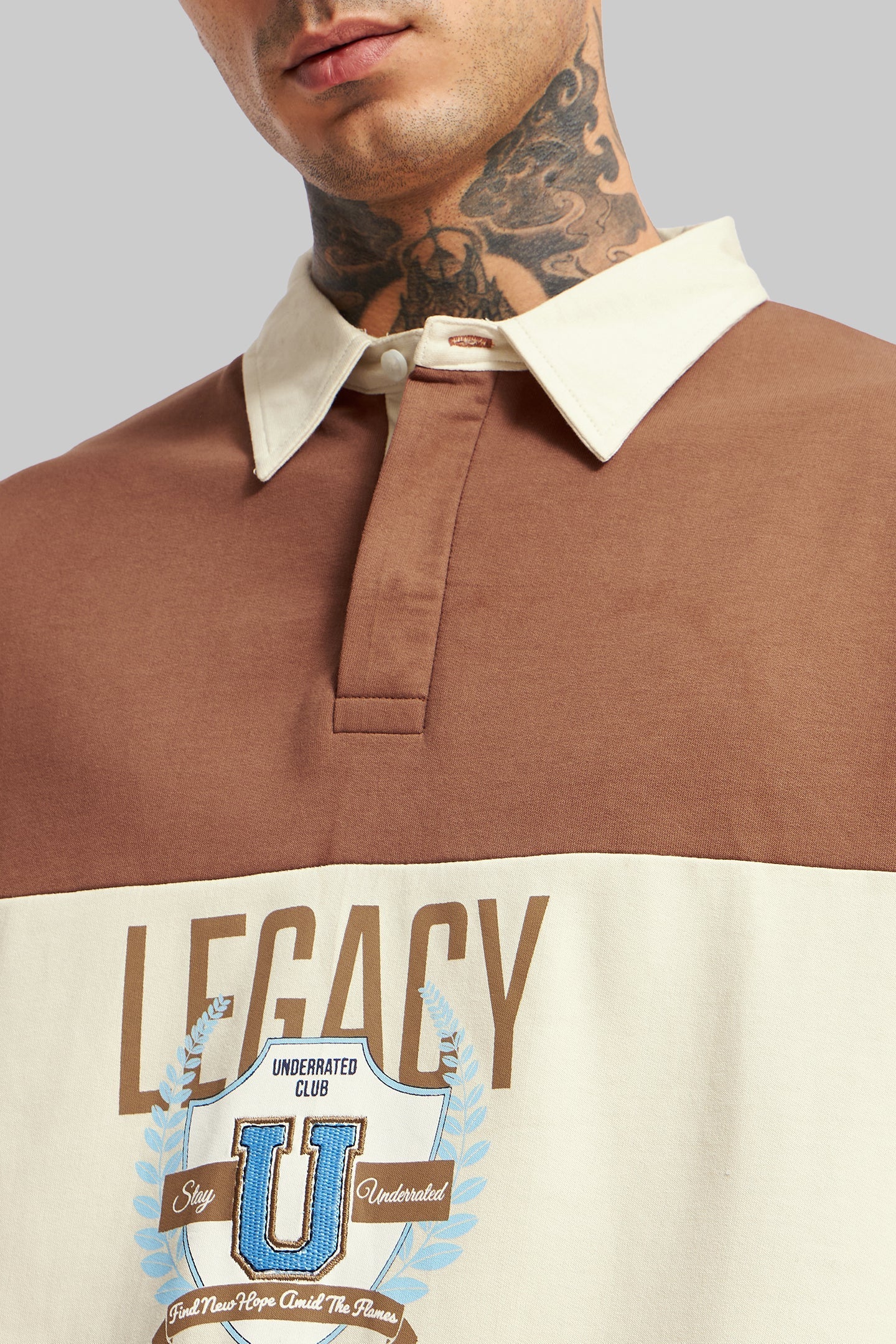 Brown And Beige Men's Polo