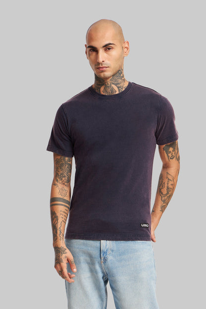 Solid Navy Blue Acid Washed Tee