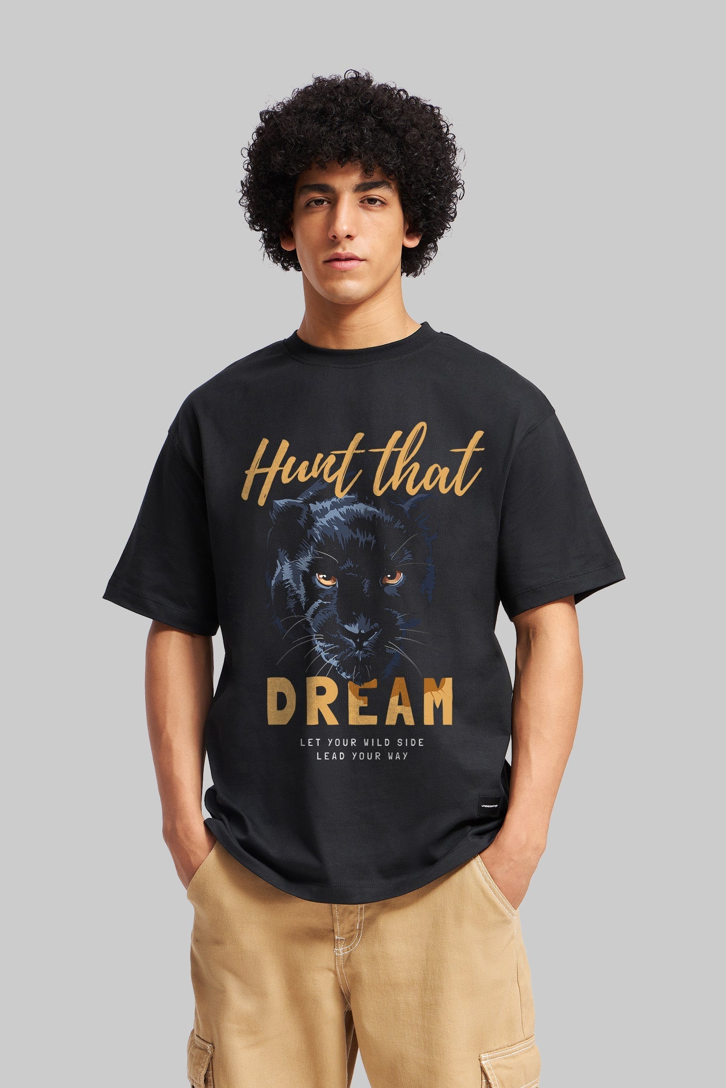 Hunt That Dream Black Oversized Fit T-Shirt Men