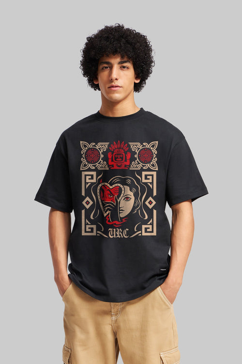 Masked Truth Black Oversized Fit T-Shirt Men