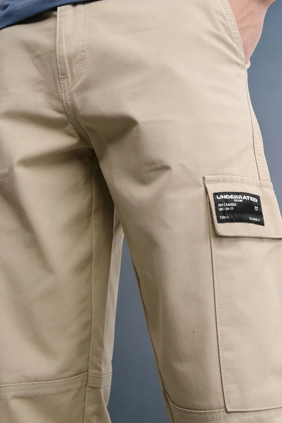 Beige Mid Rise Regular Fit 6 pocket Men's Cargo