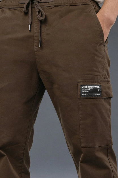 Brown Mid Rise Regular Fit Men's Cargo