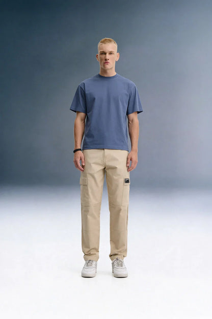 Beige Mid Rise Regular Fit 6 pocket Men's Cargo