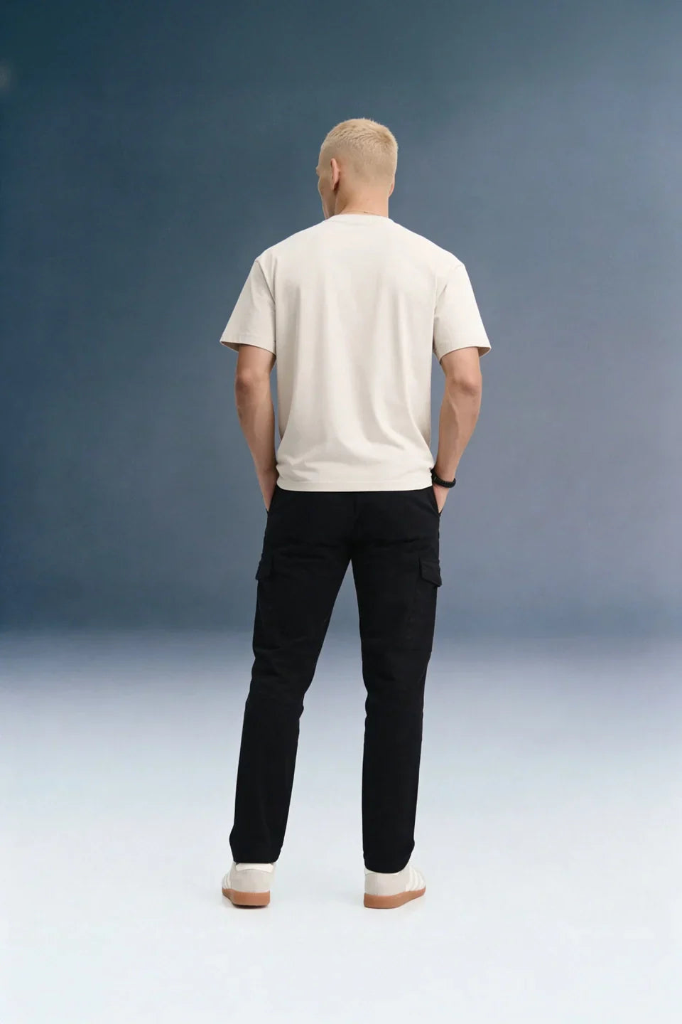 Black Mid Rise Regular Fit Men's Cargo