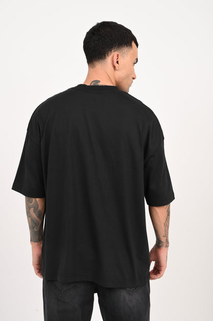 Stylish Sensual Bold Black Baggy Fit T-shirt Men