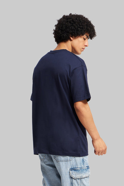 Underrated Curve Navy Blue Oversized Fit T-Shirt Men