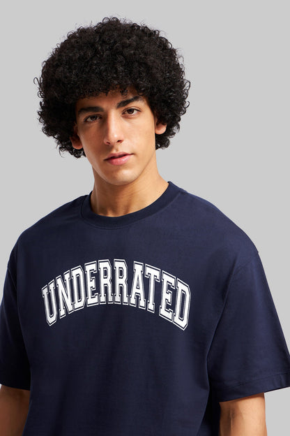 Underrated Curve Navy Blue Oversized Fit T-Shirt Men