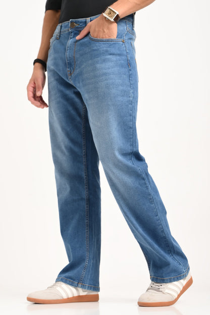 Blue High Rise Men's Bootcut Jeans