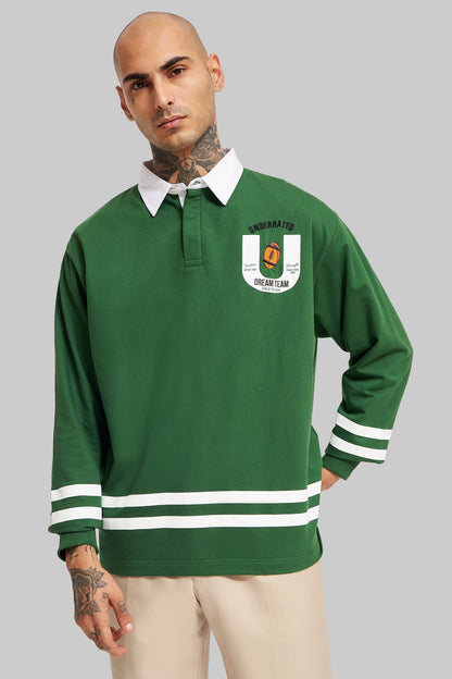White Striped Green Polo