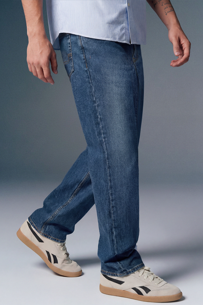 Light Blue Mid Rise Men's Straight Jeans
