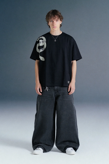 Snake Print Black Oversized T-shirt Men