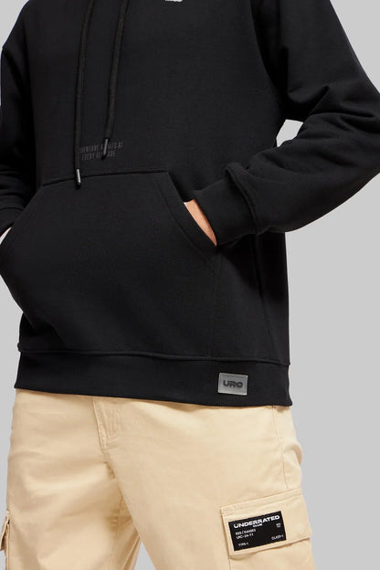 Black Pigment Print Hoodie