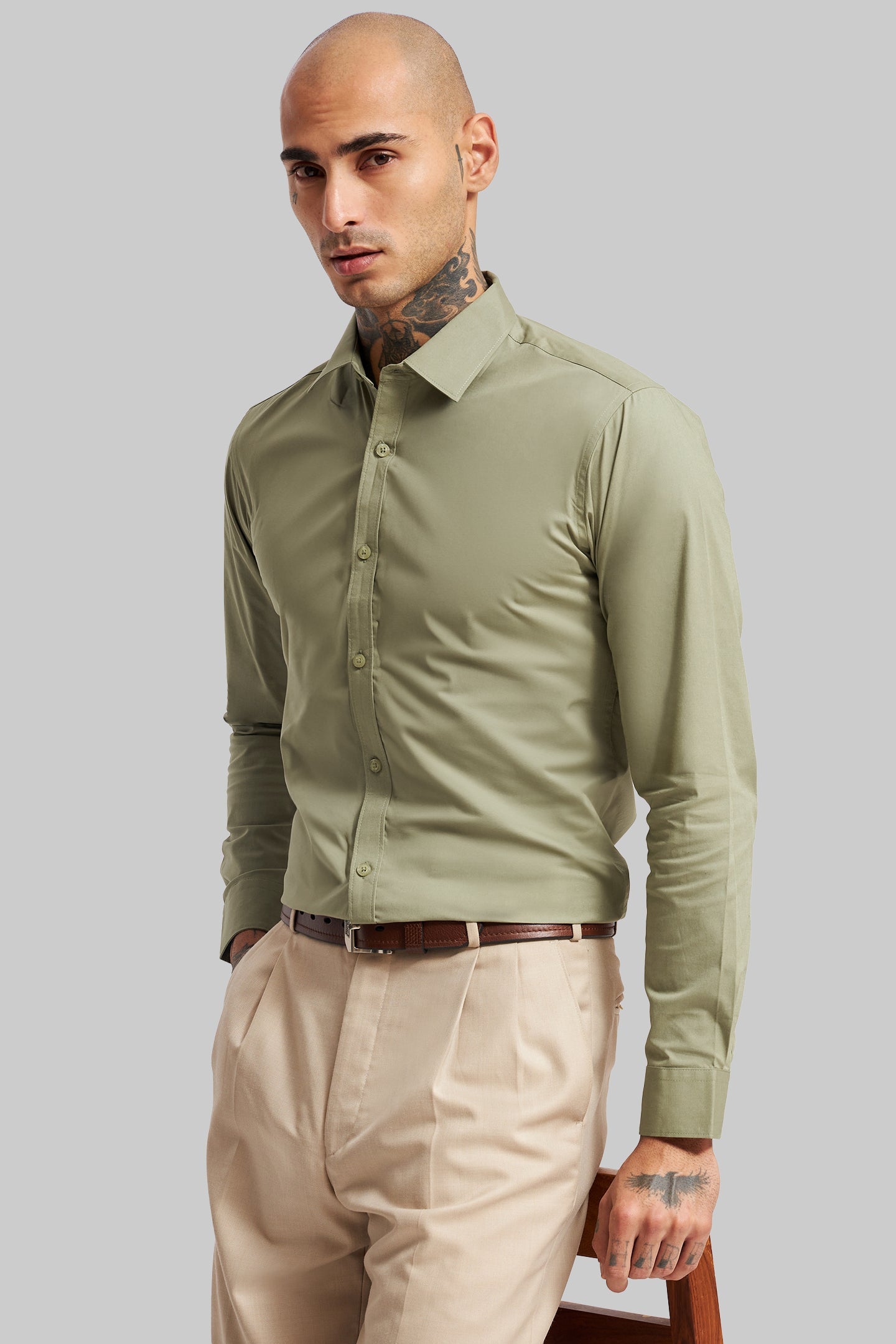 Pack of 2 Slim Fit Men's Shirt Combo -  Black/ Green