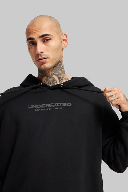 Deep Black Printed Hoodie