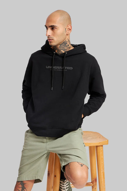 Deep Black Printed Hoodie