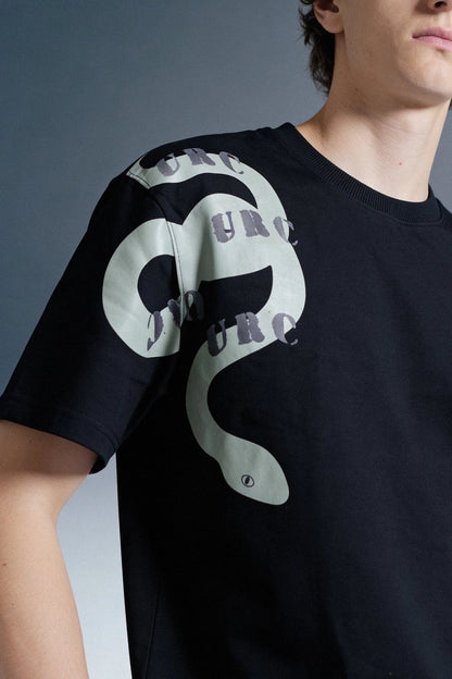 Snake Print Black Oversized T-shirt Men