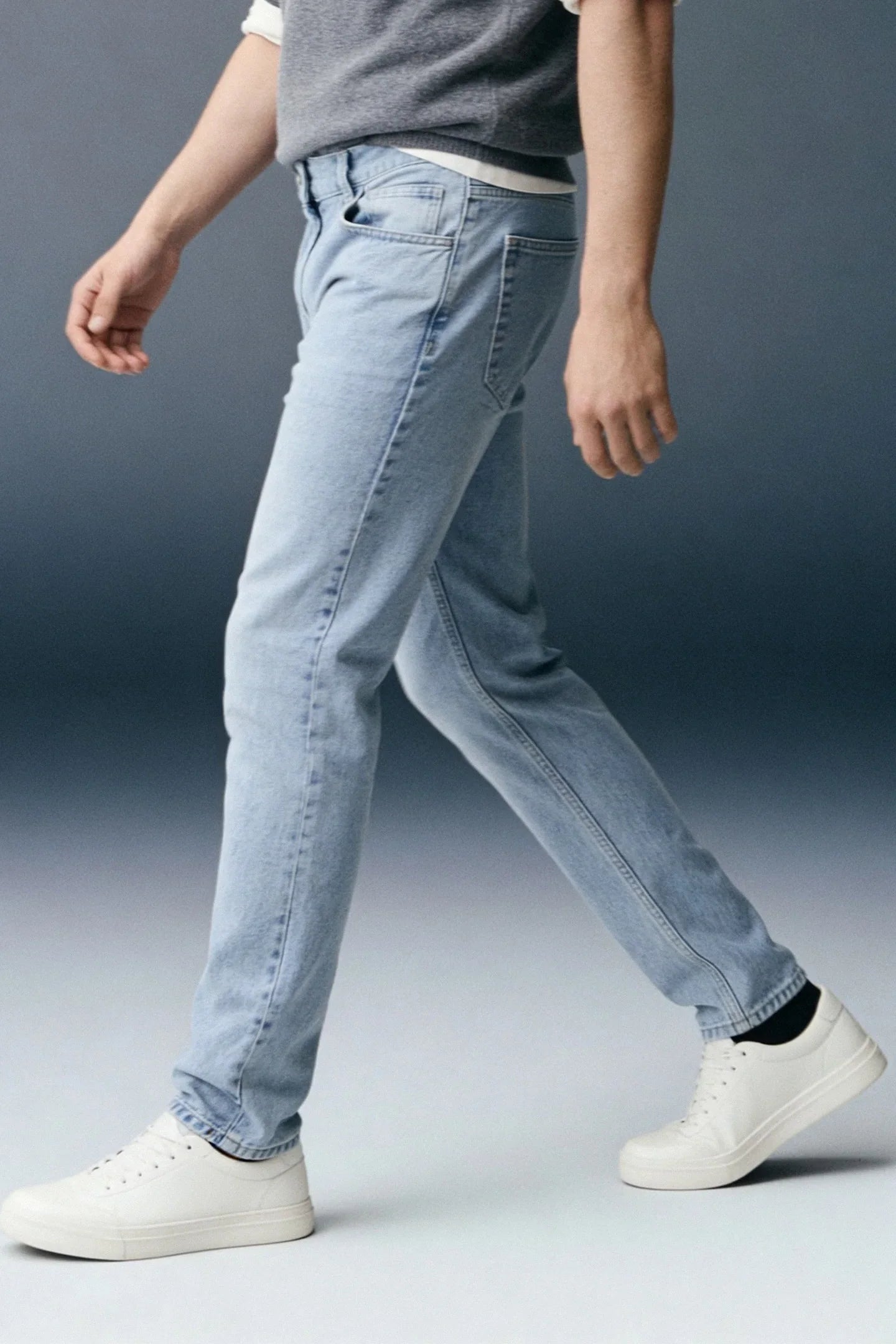 Sky Blue Low Rise Men's Slim Fit Jeans