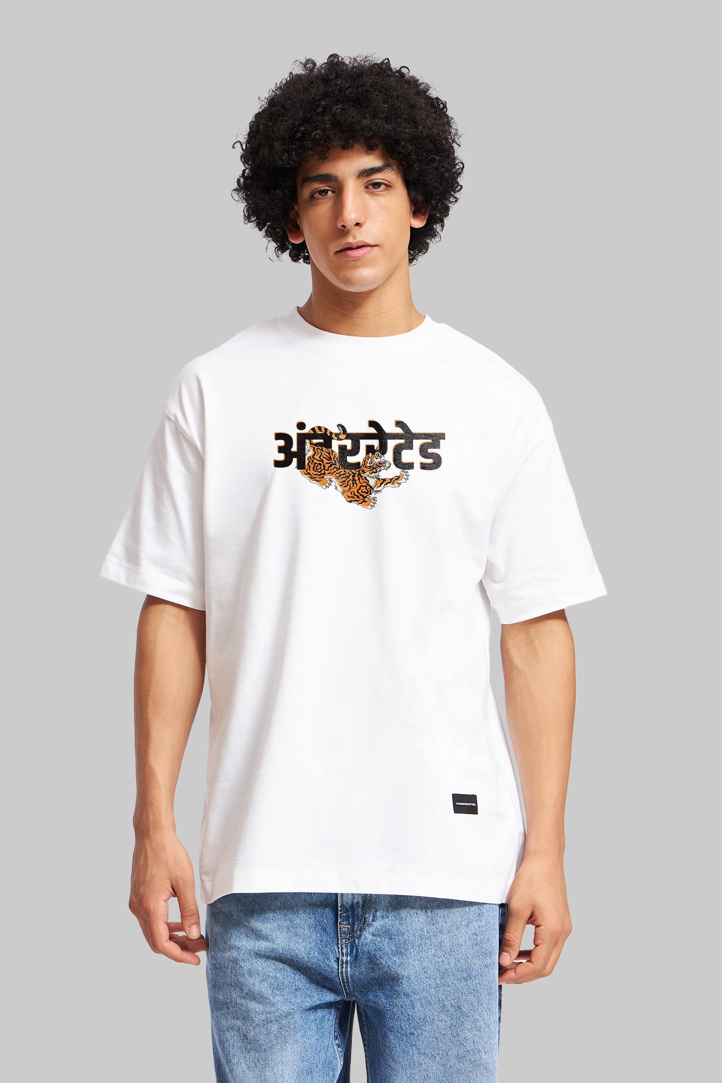 Tigerrated White Oversized Fit T-Shirt Men