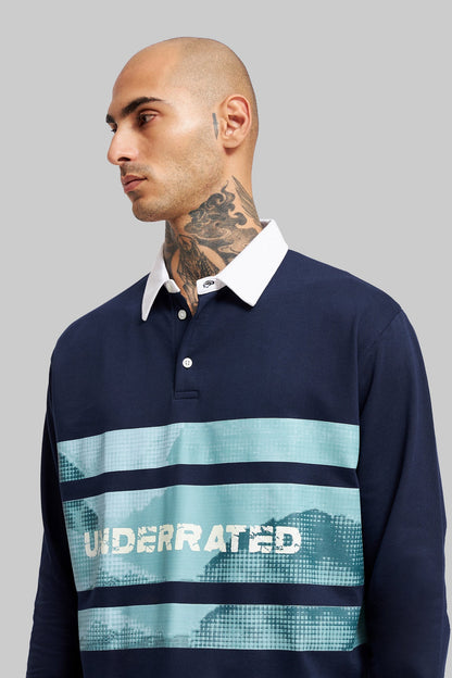 Navy Blue Printed Polo