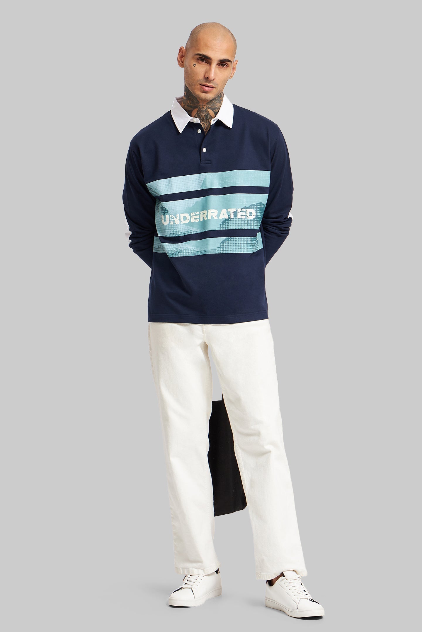 Navy Blue Printed Polo