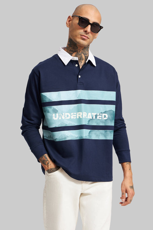 Navy Blue Printed Polo