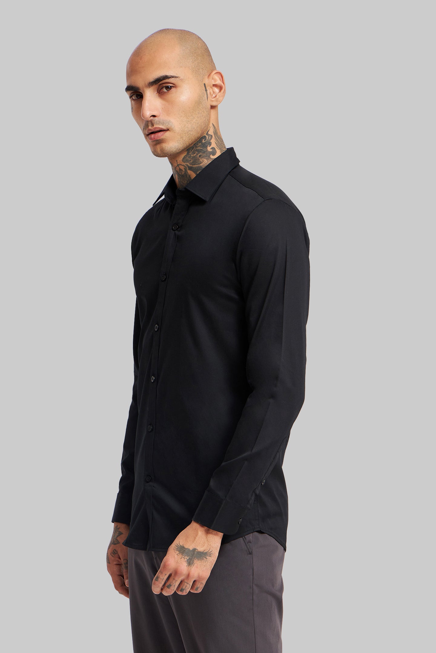 Black Solid Slim Fit Shirt