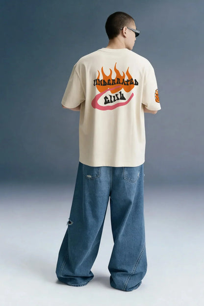 Not Antisocial Light Beige Oversized T-shirt Men