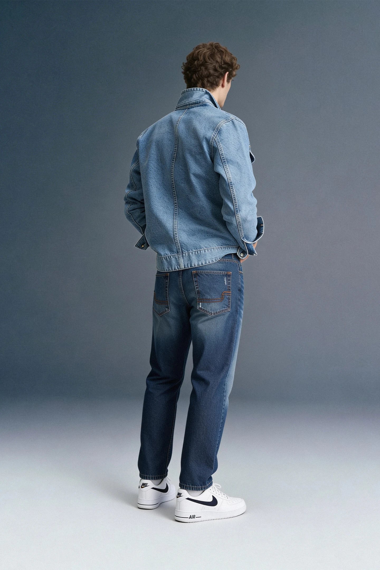 Dark Blue Mid Rise Distressed Men's Relaxed Jeans