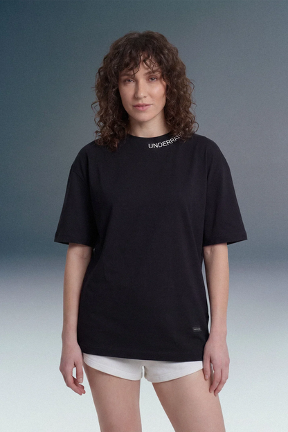 Underrated Curve Black Oversized T-shirt for Women