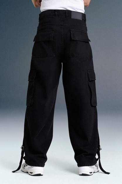 Deep Black Men's Baggy Cargo jeans