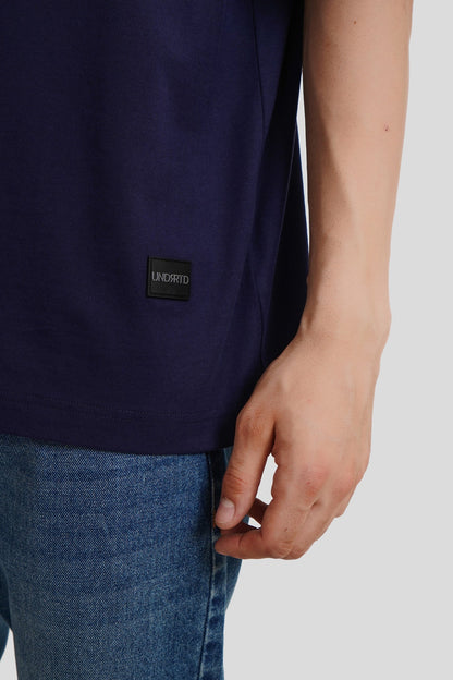 Abstract Disconnected Mind Print Navy Blue Baggy Fit T-Shirt Men