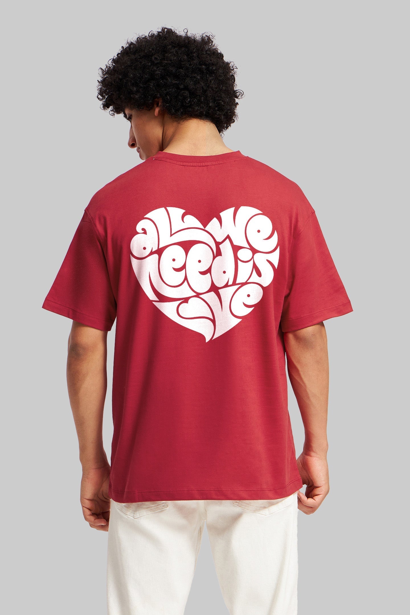 All You Need Is Love Red Oversized Fit T-Shirt Men