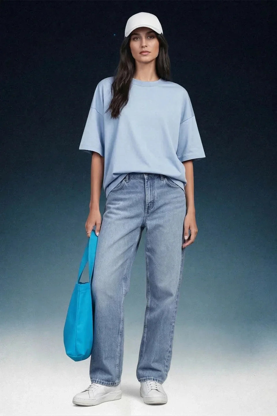 Light Blue High Rise Wide Leg Women Jeans