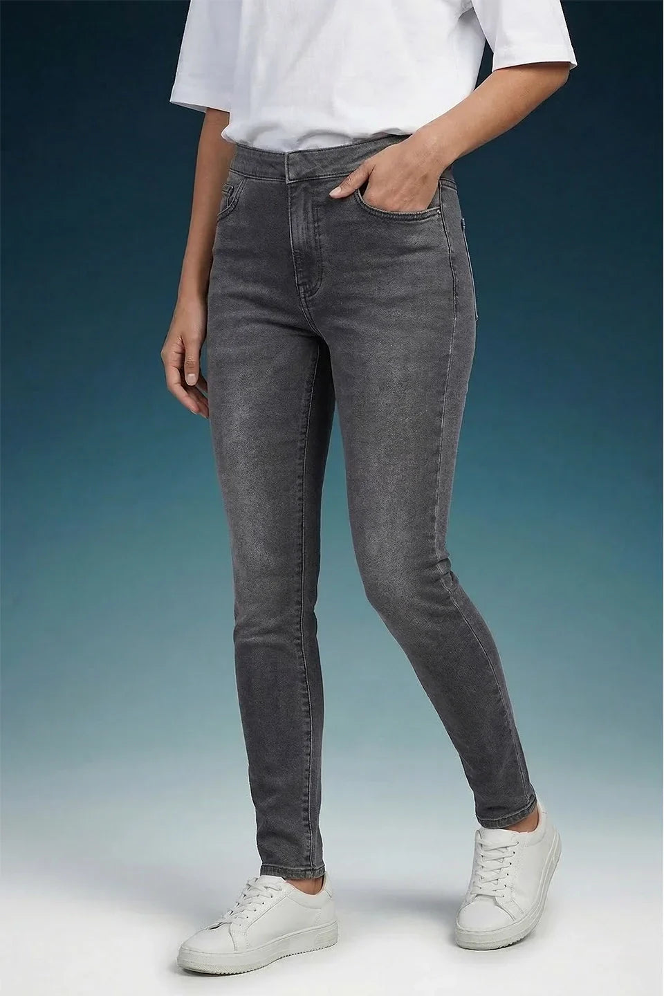 Grey High Rise Skinny Women Jeans