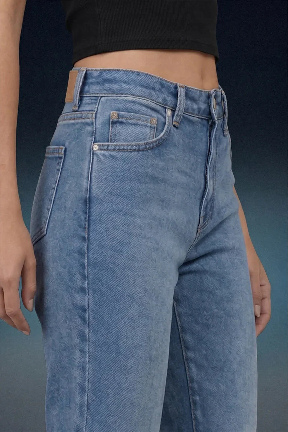 Light Blue Mid Rise Straight Women Jeans