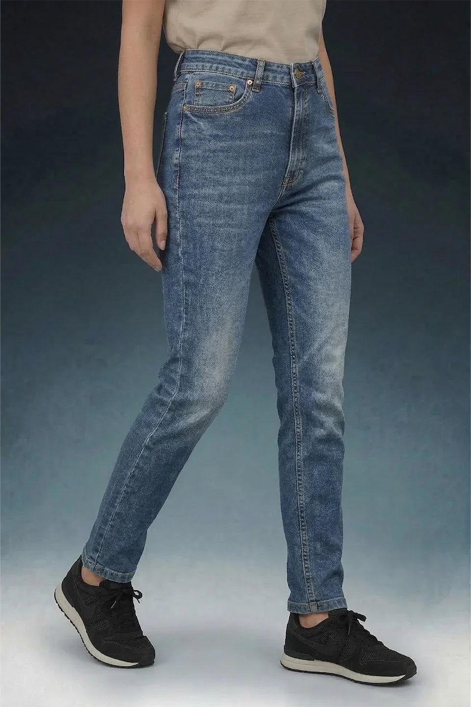 Blue Tinted High Rise Skinny Women Jeans