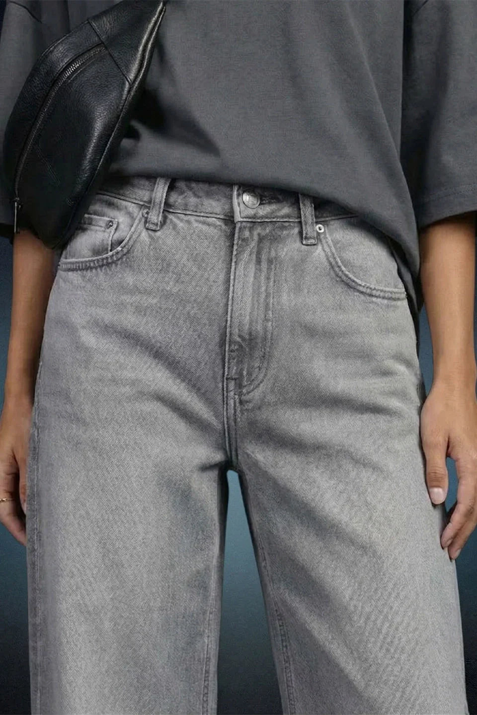 Light Grey High Rise Baggy Women Jeans