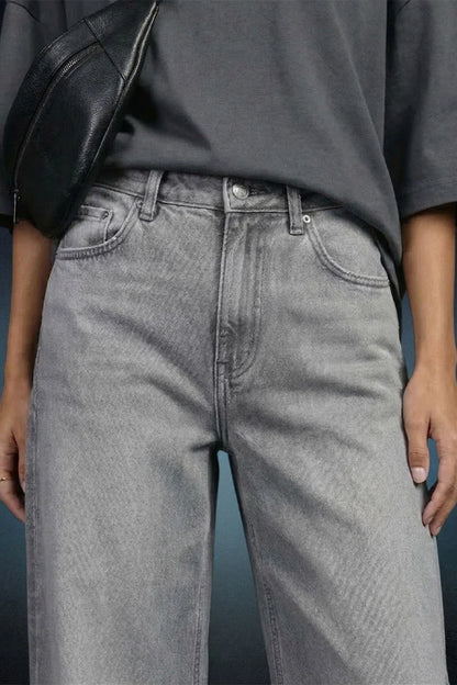 Light Grey High Rise Baggy Women Jeans