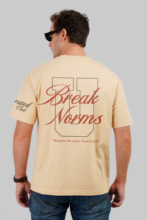 Break Norms Beige Oversized Fit T-Shirt Men