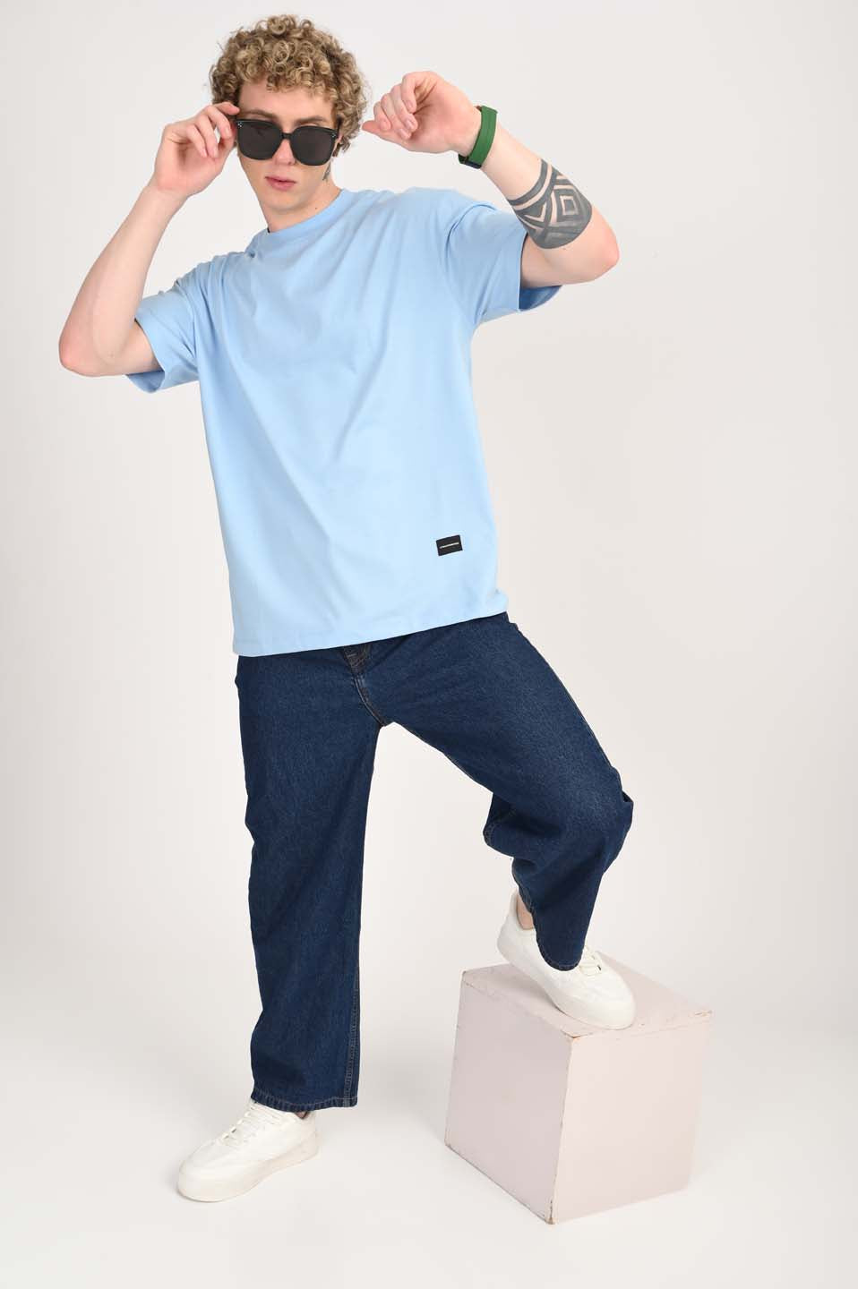 Anchor Sky Blue Oversized Fit T-Shirt Men