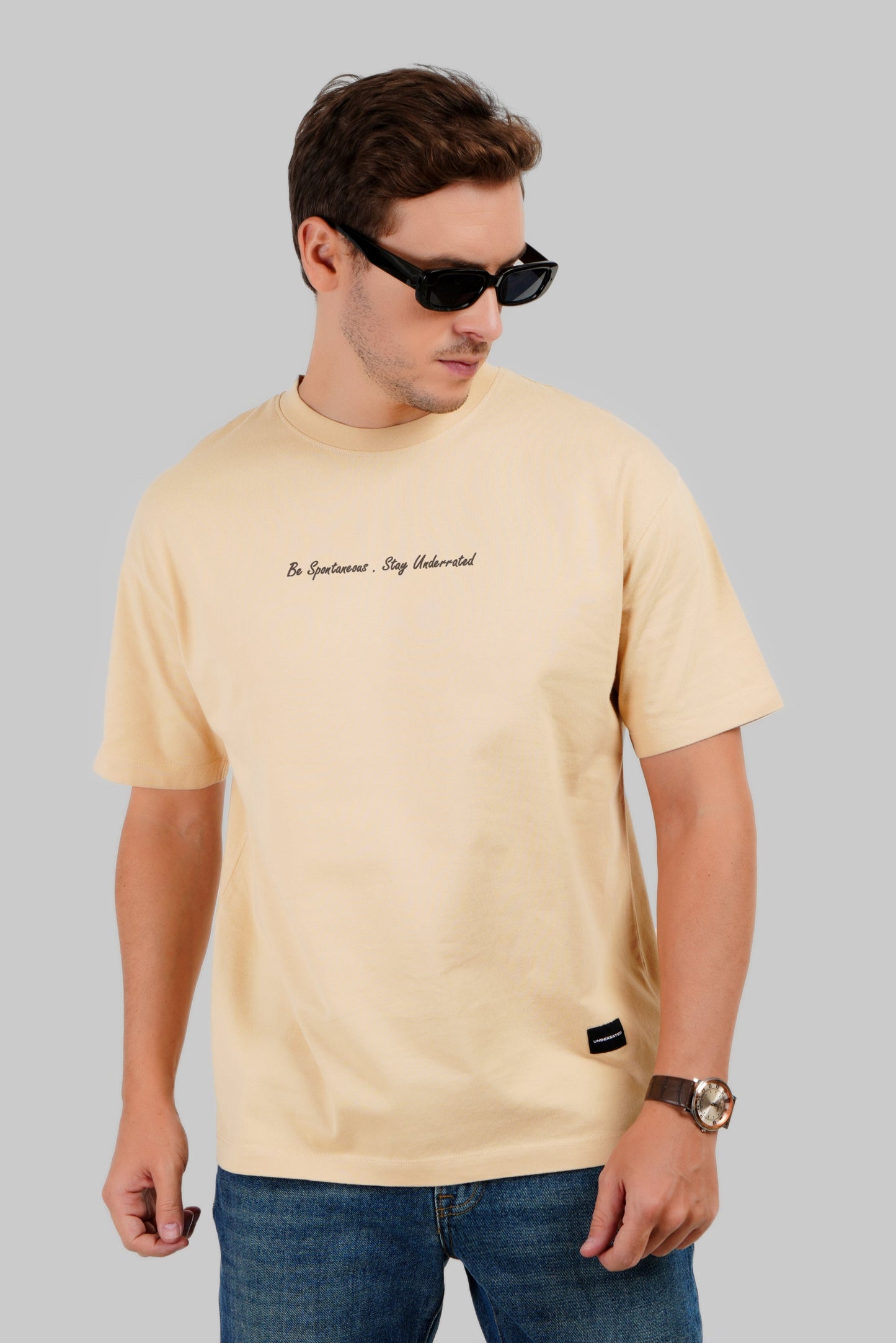 Be Spontaneous Go Wild Beige Oversized Fit T-Shirt Men