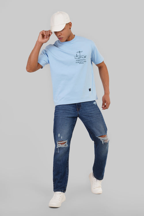 Marmoris Sea Sky Blue Oversized Fit T-Shirt Men