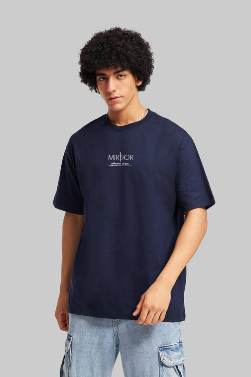 Reflection Of You Navy Blue Oversized Fit T-Shirt Men