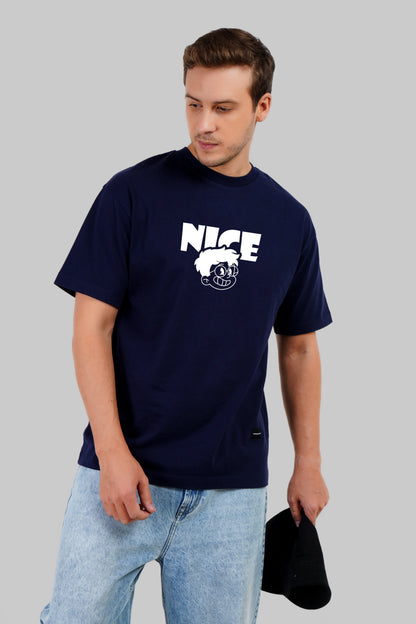Nice Navy Blue Oversized Fit T-Shirt Men
