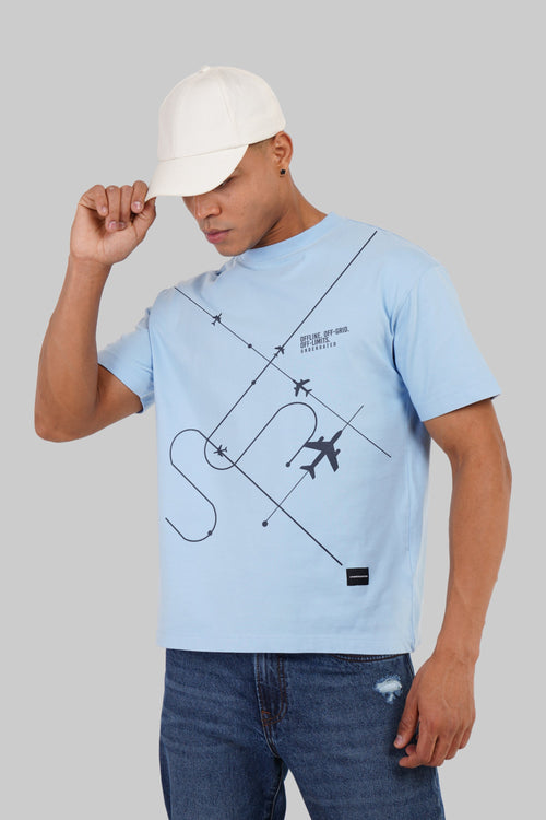 Offline Offgrid Offlimits Sky Blue Oversized Fit T-Shirt Men