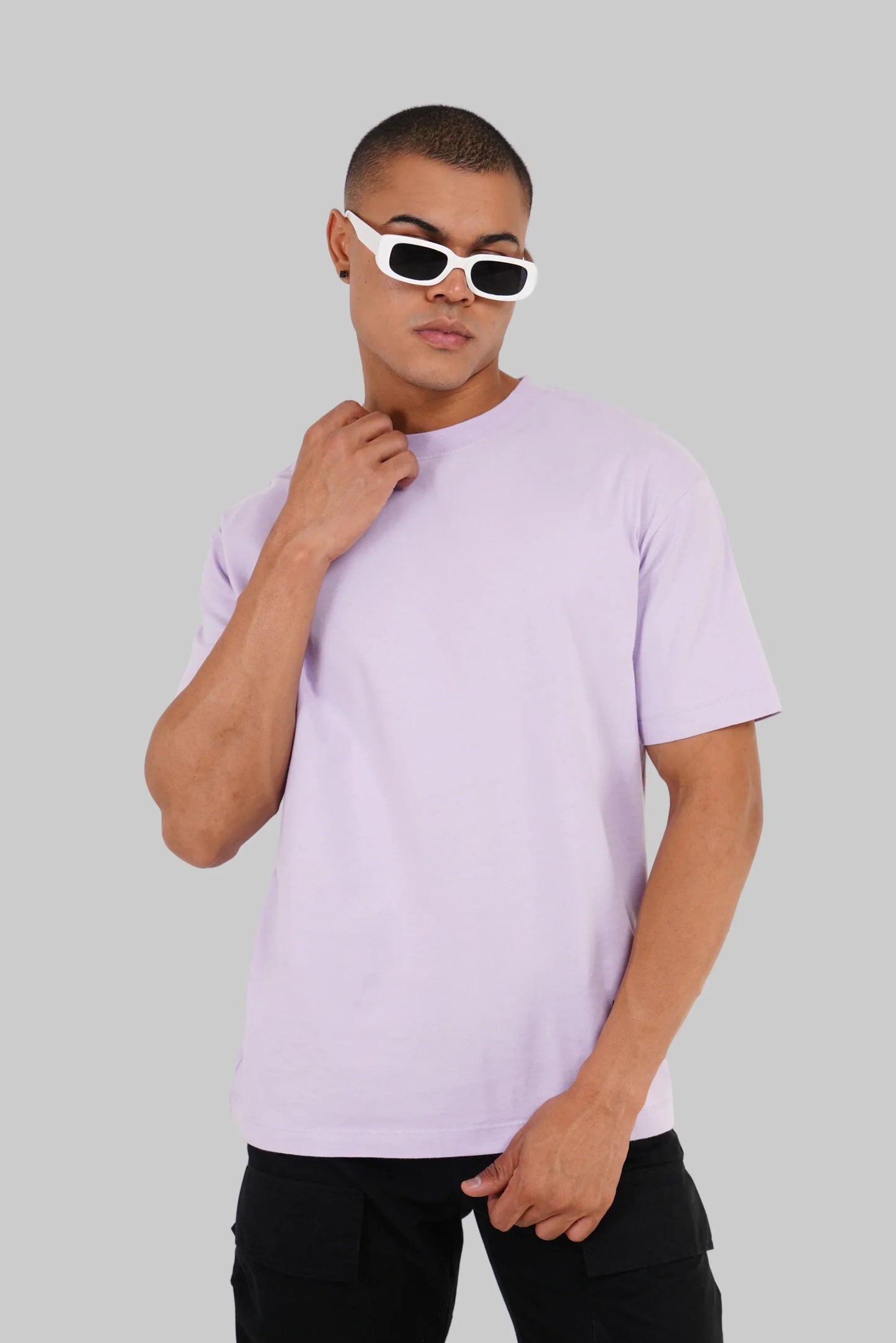 Pack of 4 Oversized Fit T-shirts -Beige/Lilac/Red/Grey