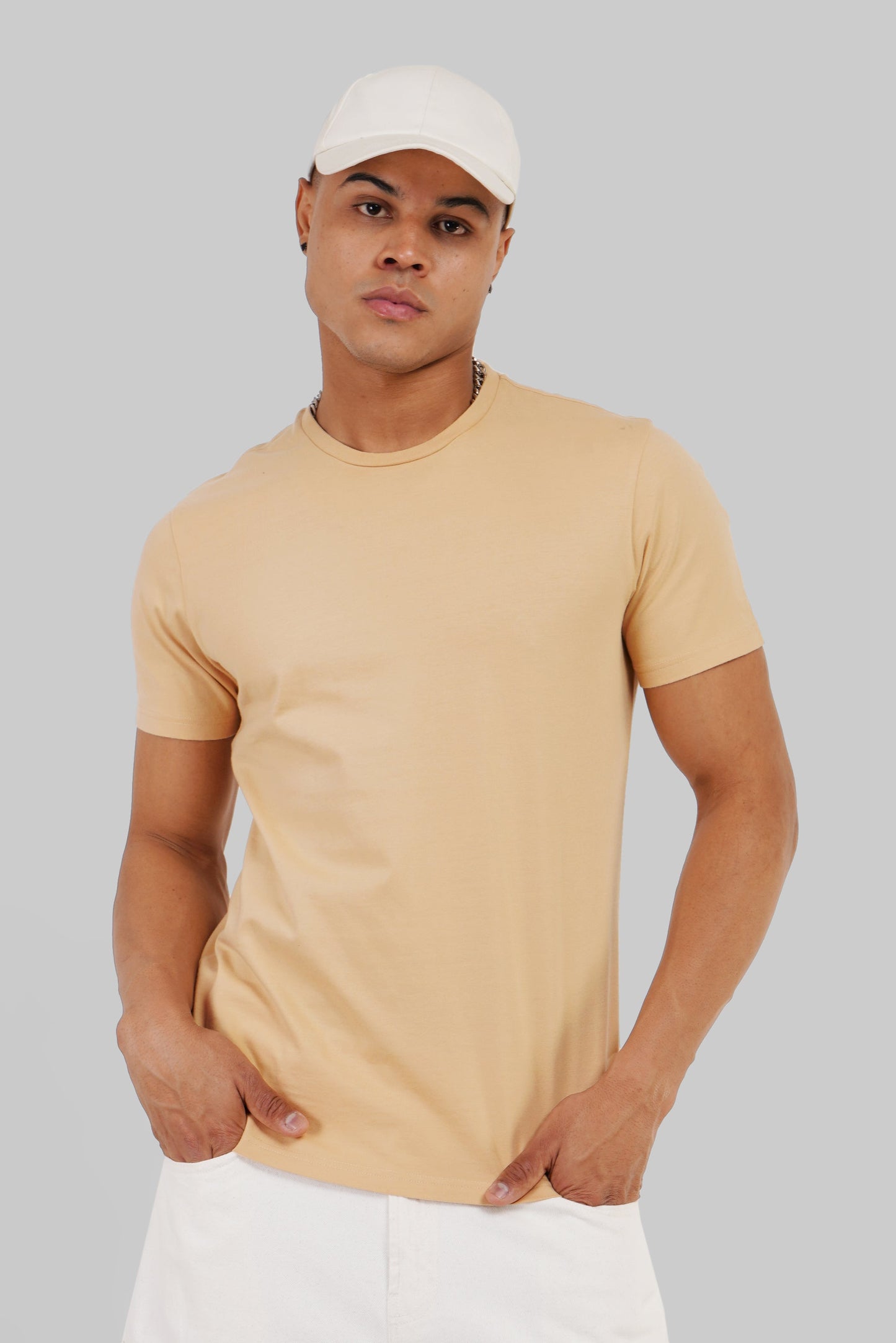 Pack of 4 Regular Fit T-shirts - Beige/Black/Blue/Grey
